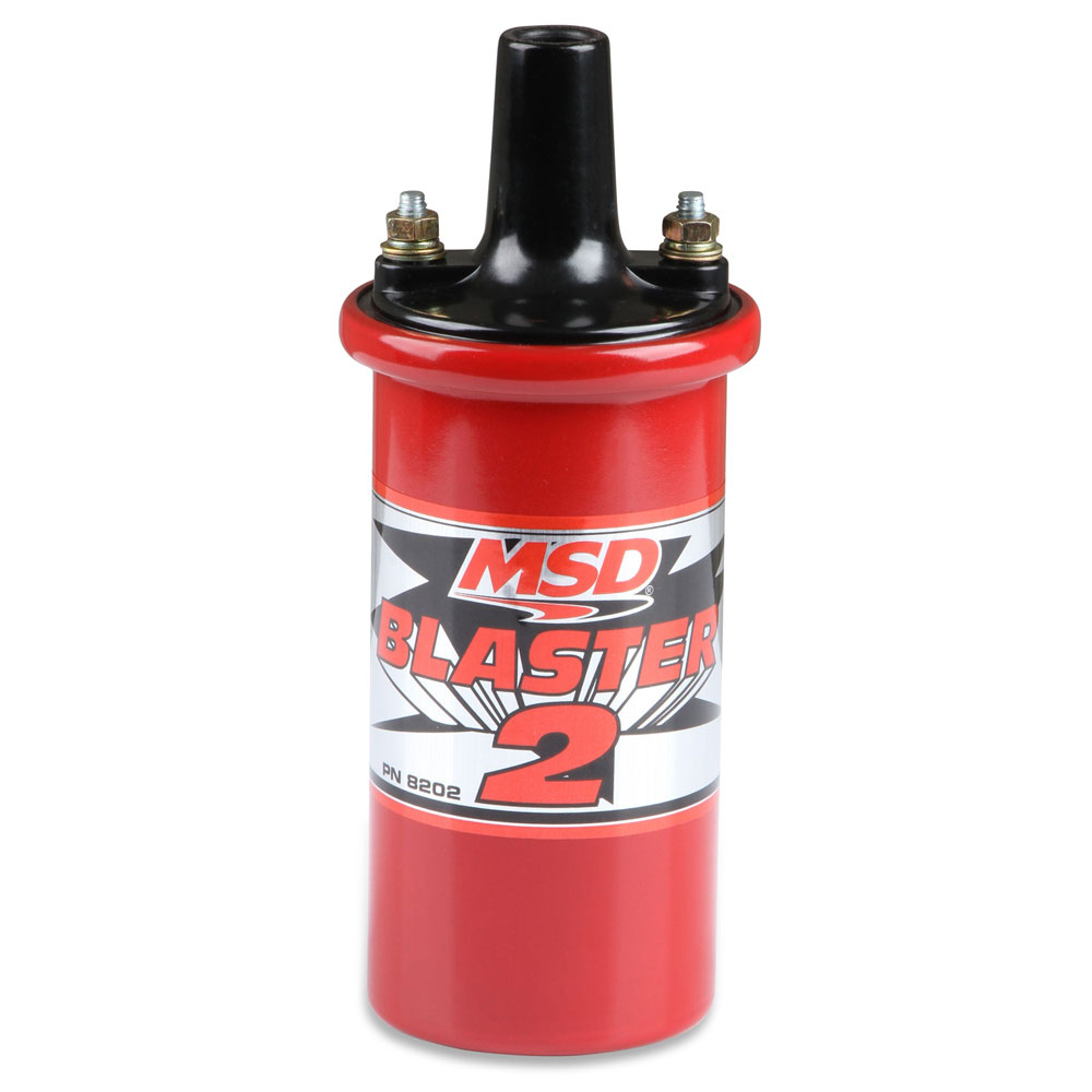 MSD Ignition Coil 8202; Blaster 2 Red 45000 Volt Canister Points, Socket 