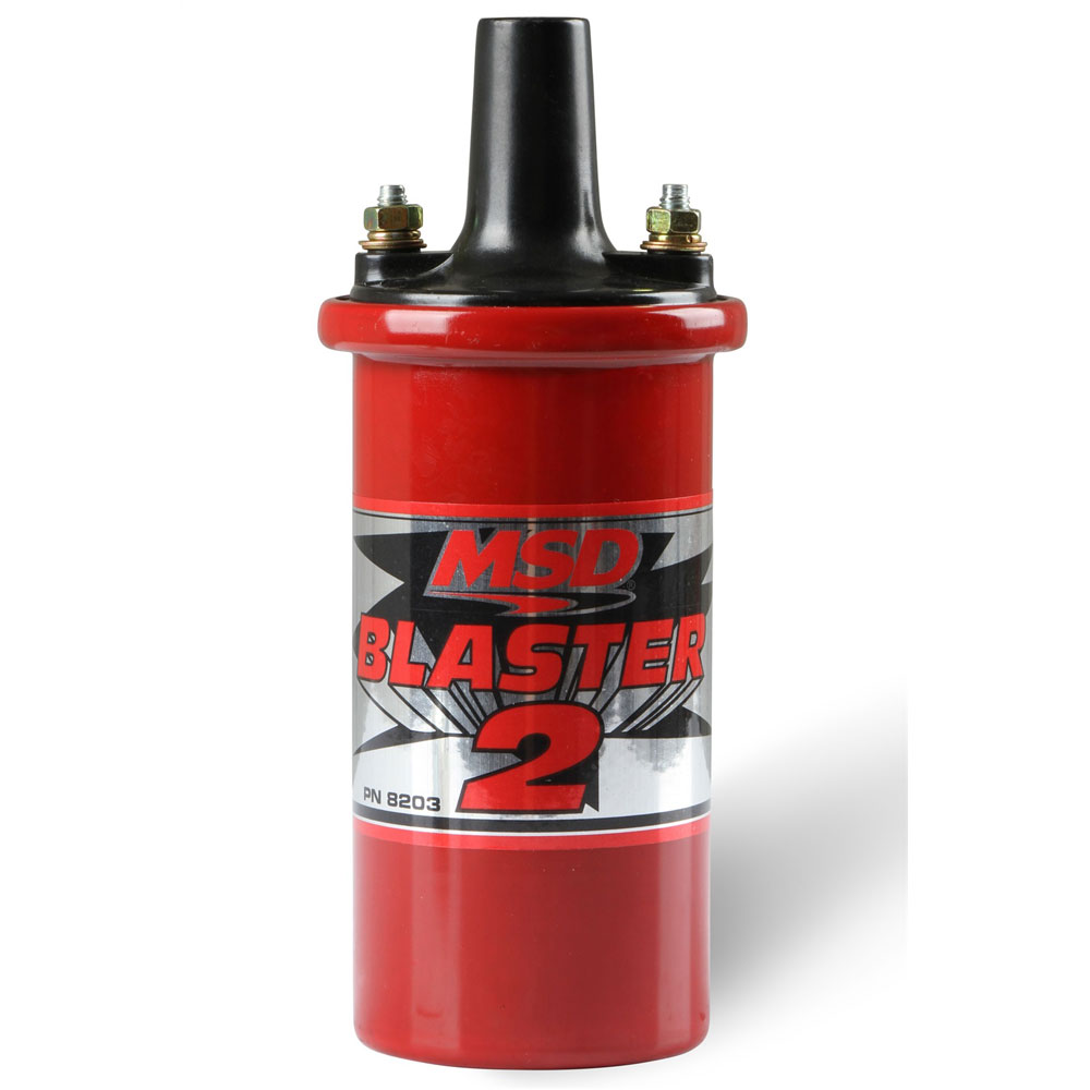MSD Ignition Coil 8203; Blaster 2 Red 45000 Volt Canister Points, Socket 