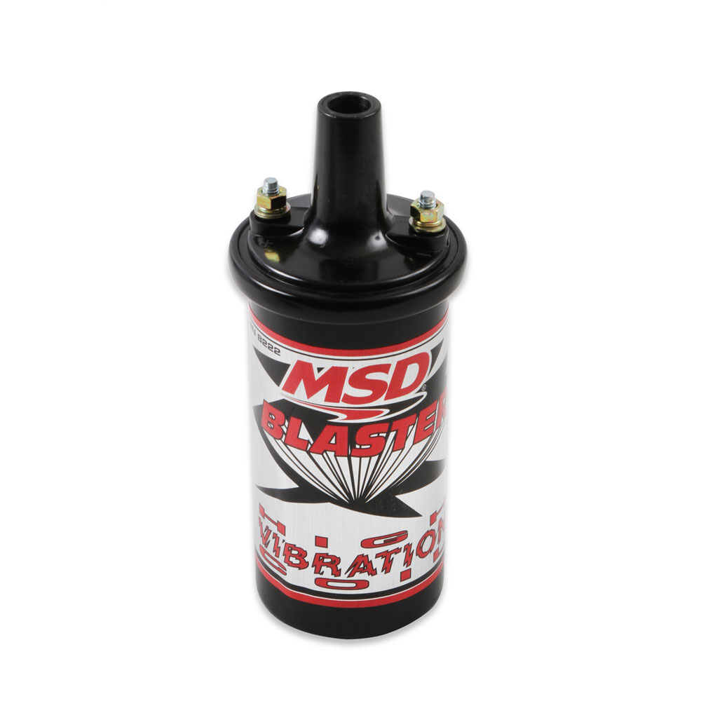 MSD Ignition Coil 8222; Blaster High Vibration Black 45000 Volt Canister Points, Socket 