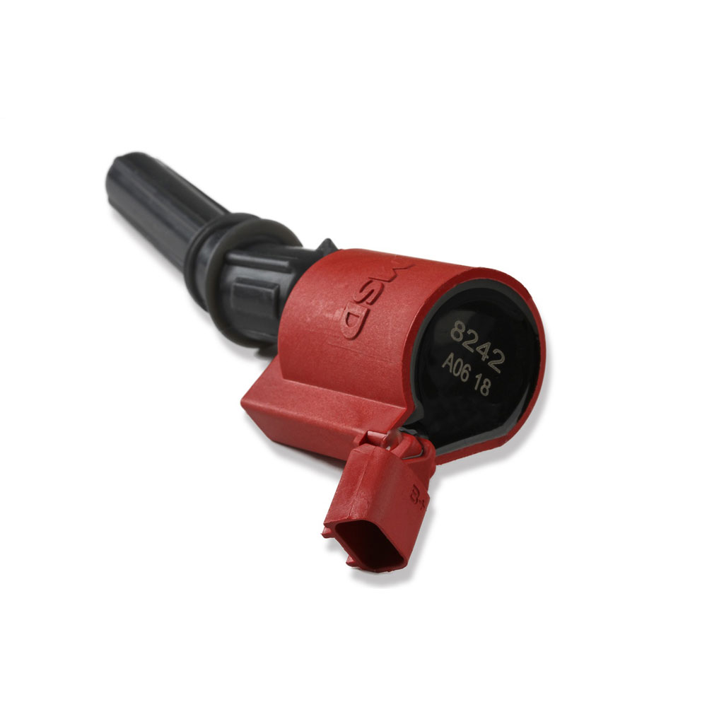 MSD Ignition Coil 82428; Blaster Coil On Plug Red 33000 Volt Coil Pack Coil On Plug for 1997 to 2014 Ford, Lincoln 4.6L, 5.4L MOD 2V 