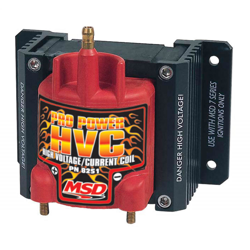 MSD Ignition Coil 8251; Pro Power HVC Red 45000 Volt E Core HEI, Male 