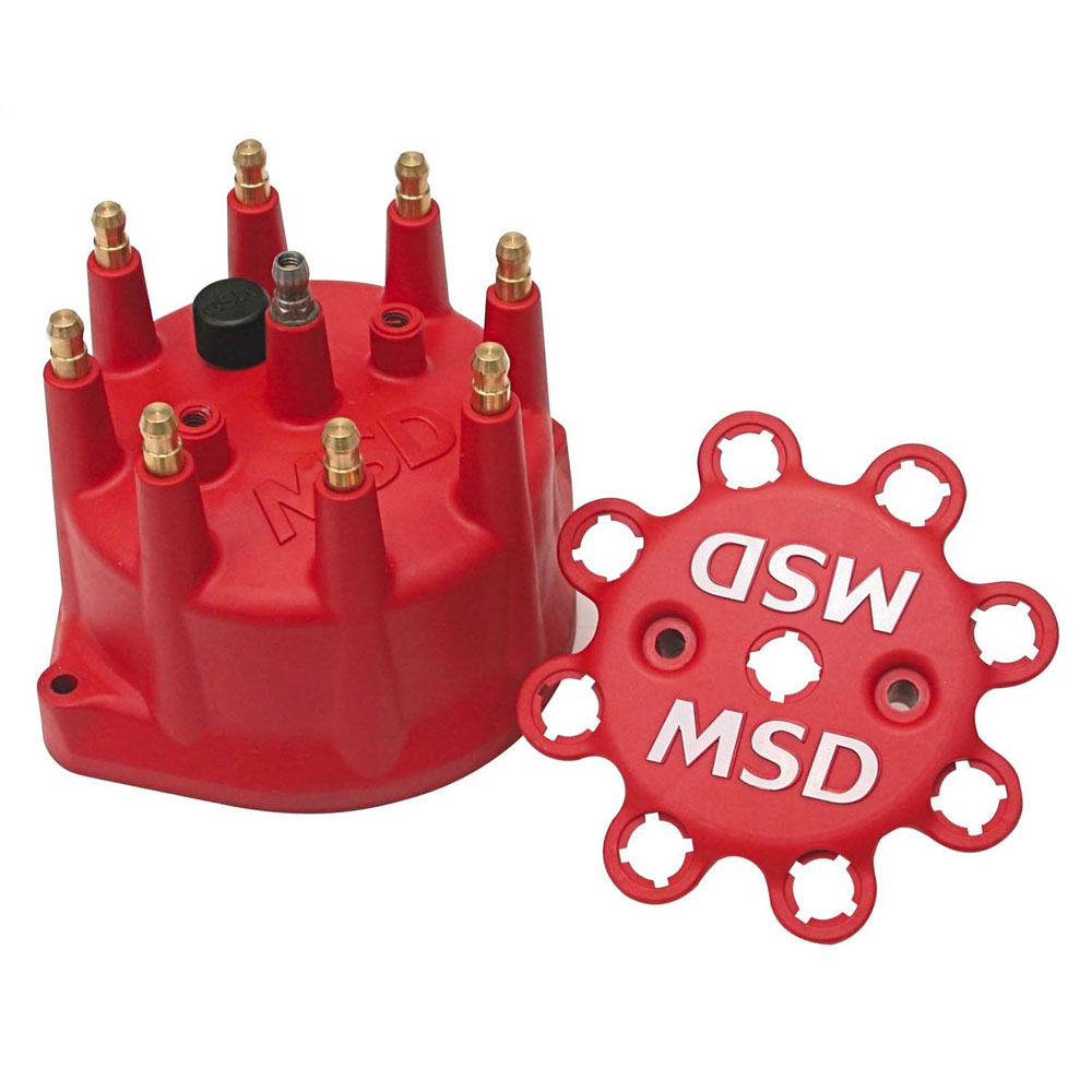 MSD Distributor Cap 8431; Red HEI/Male 
