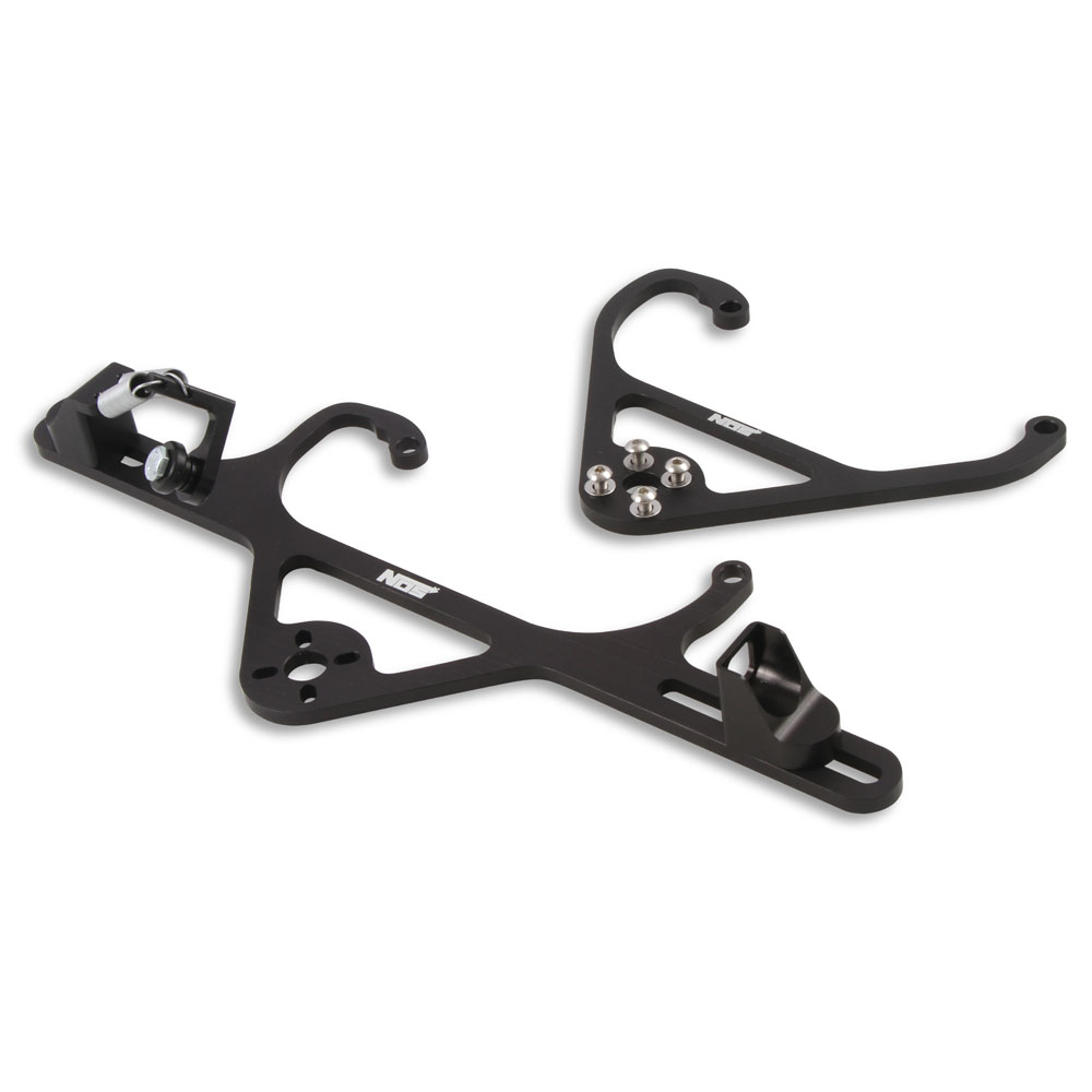 NOS Nitrous Oxide Solenoid Mounting Bracket 16516NOS; Black Anodized Billet Aluminum Straight 2 Solenoid 