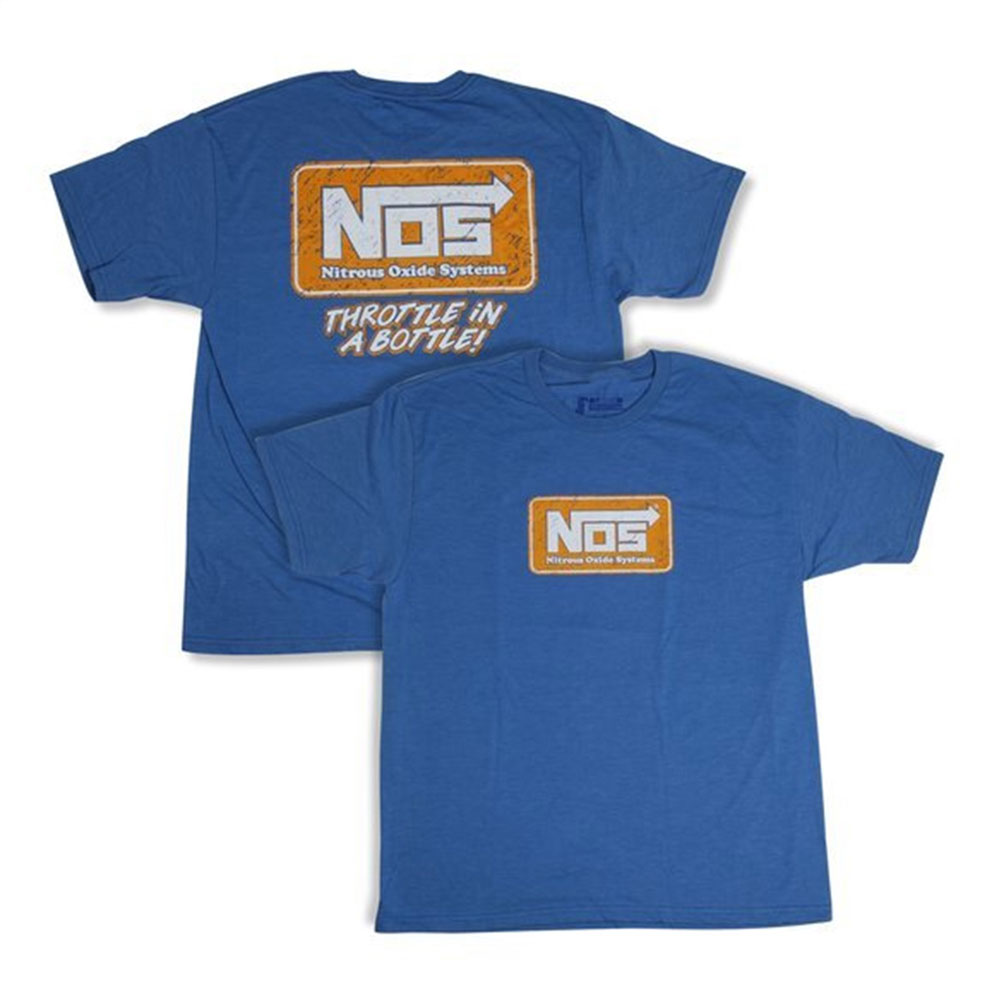 Nitrous Oxide System (NOS) T-Shirt 19071-SMNOS; Blue Small 