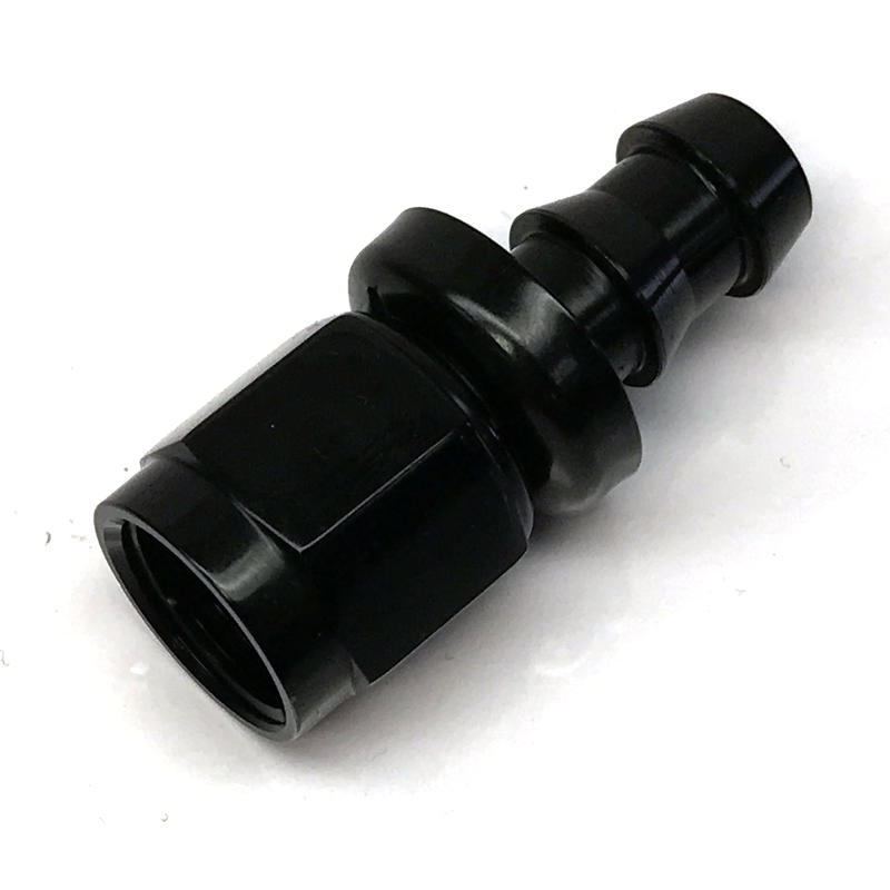 NyTrex Hose End 170199; Push Lock Black Anodized -06AN Straight -06AN Female 
