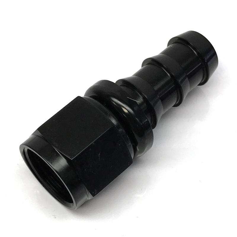 NyTrex Hose End 170203; Push Lock Black Anodized -10AN Straight -10AN Female 