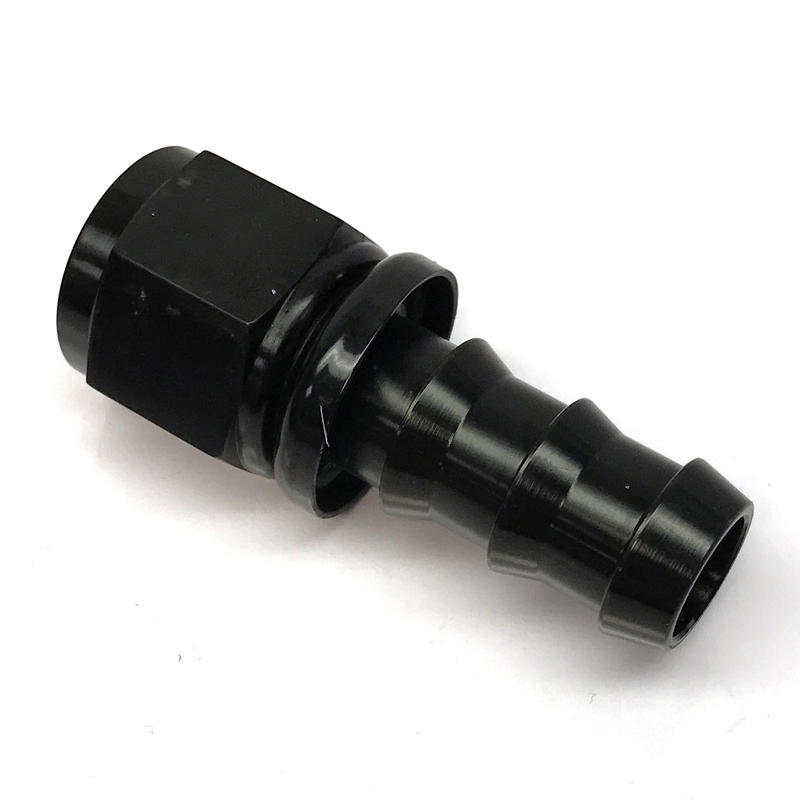 NyTrex Hose End 170203; Push Lock Black Anodized -10AN Straight -10AN Female 