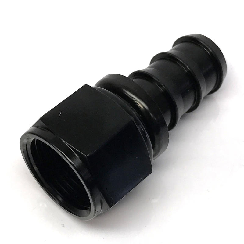 NyTrex Hose End 170205; Push Lock Black Anodized -12AN Straight -12AN Female 