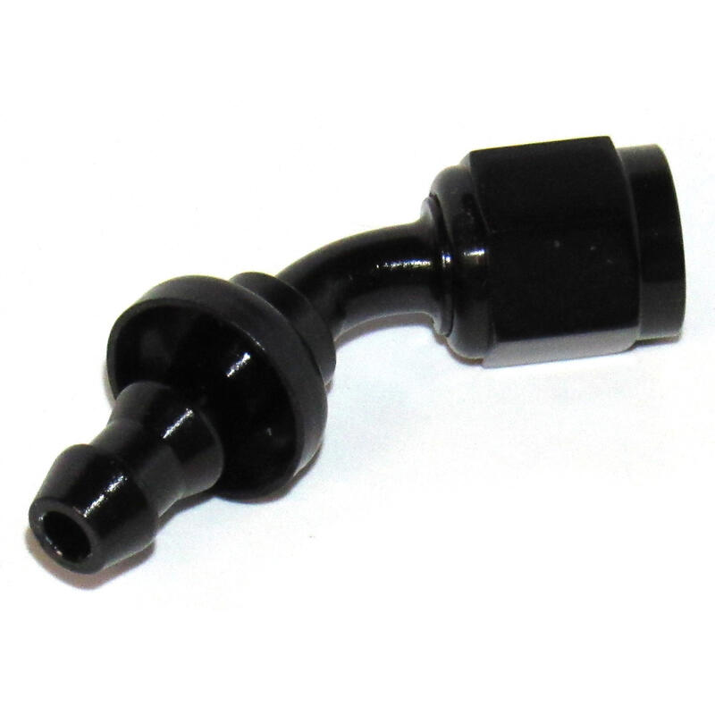 NyTrex Fuel Hose Fitting 170207; Push Lock Black Anodized -04AN 45 deg. -04AN Female 