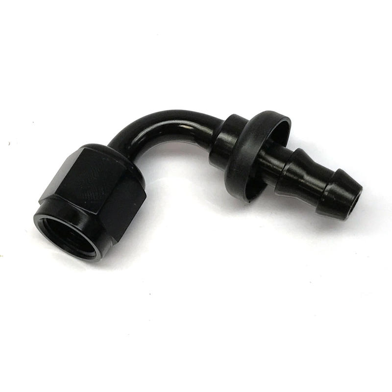 NyTrex Fuel Hose Fitting 170217; Push Lock Black Anodized -04AN 90 deg. -04AN Female 