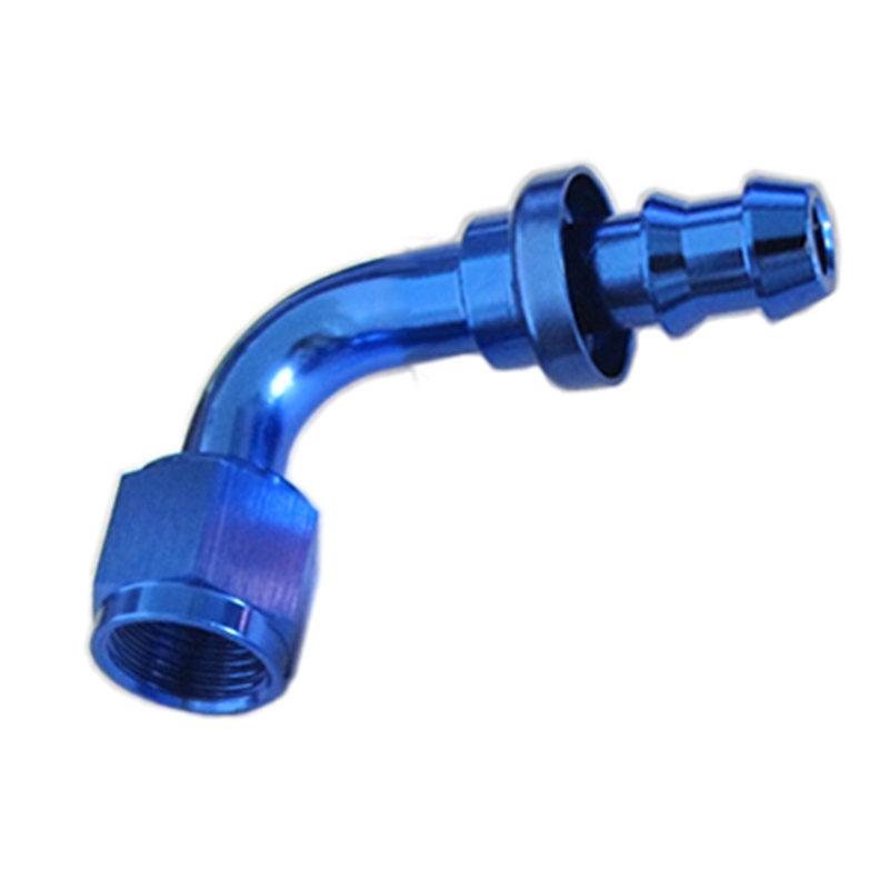 Photo for NyTrex Fuel Hose Fitting 170218; Push Lock Blue Anodized -06AN 90 deg. -06AN Female