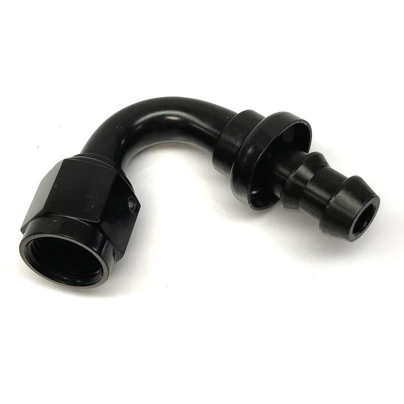 NyTrex Hose End 170229; Push Lock Black Anodized -06AN 120 deg. -06AN Female 