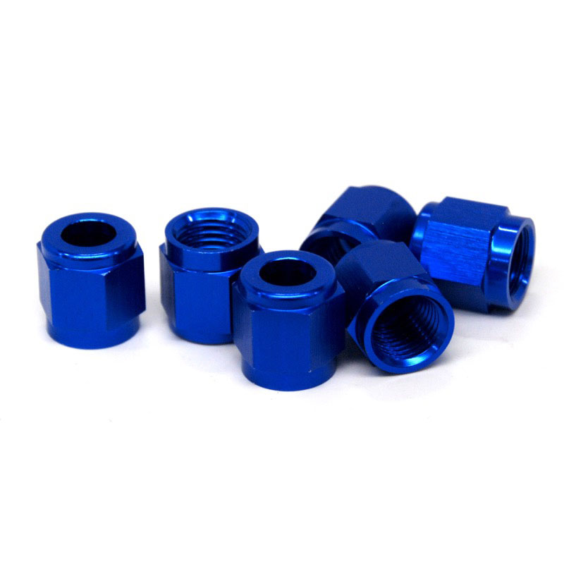 Photo for NyTrex Tube Fitting 170262; Tube Nut Blue Anodized 1/4 in. Tube Straight -04AN Female 