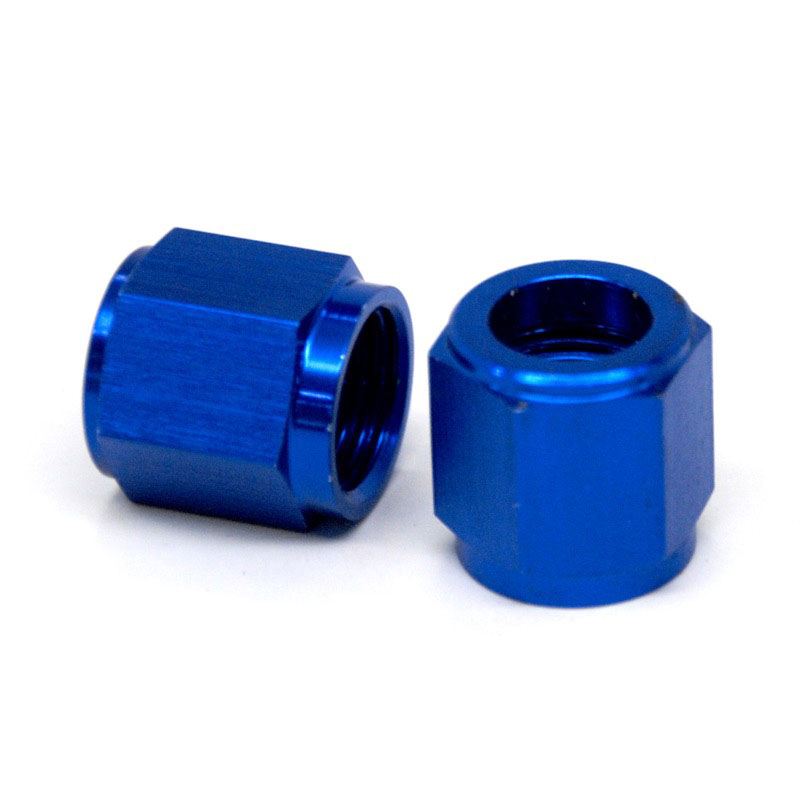 Photo for NyTrex Tube Fitting 170266; Tube Nut Blue Anodized 3/8 in. Tube Straight -06AN Female