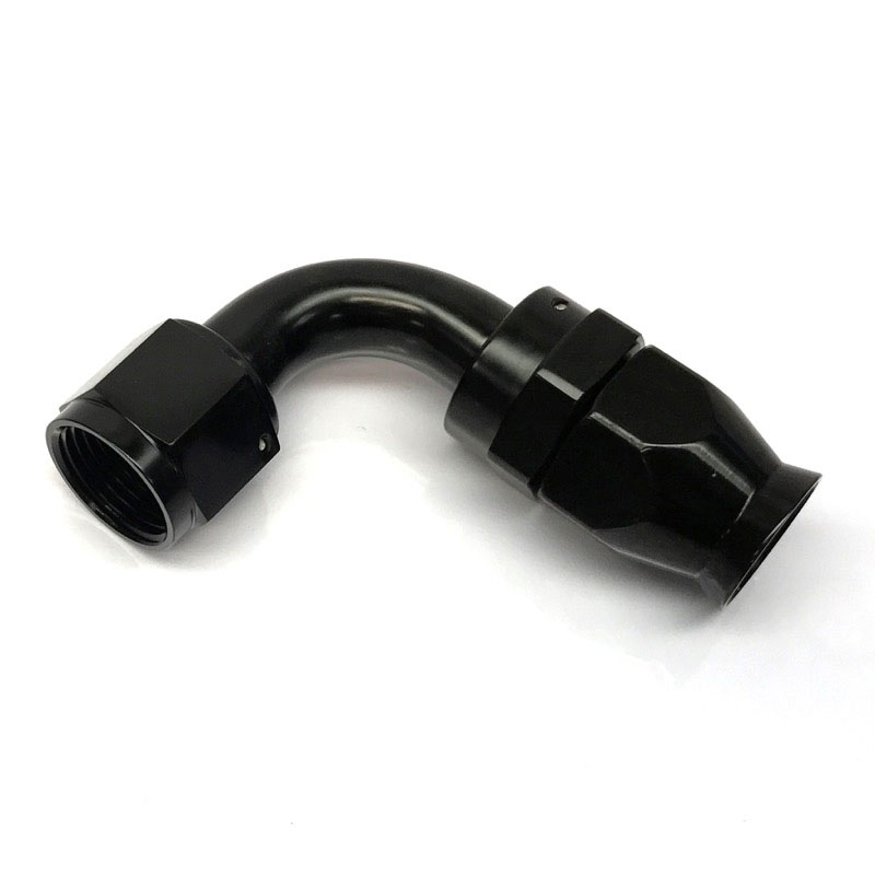 Photo for NyTrex Fuel Hose Fitting 170347; PTFE Hose End Hose End Black Anodized -10AN 90 deg. -10AN Female