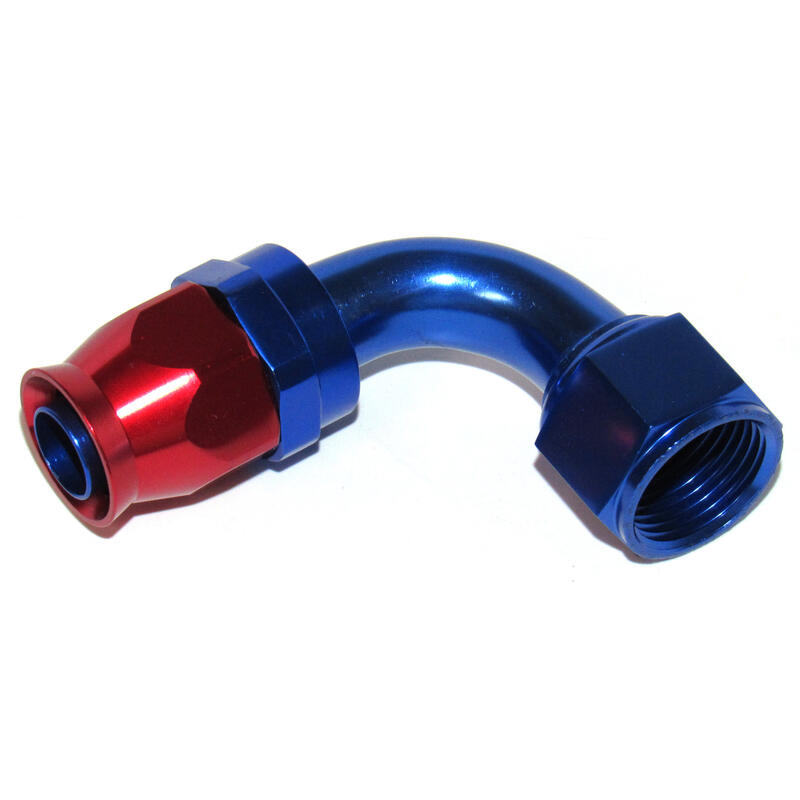 Photo for NyTrex Fuel Hose Fitting 170348; PTFE Hose End Hose End Blue/Red Anodized -12AN 90 deg. -12AN Female