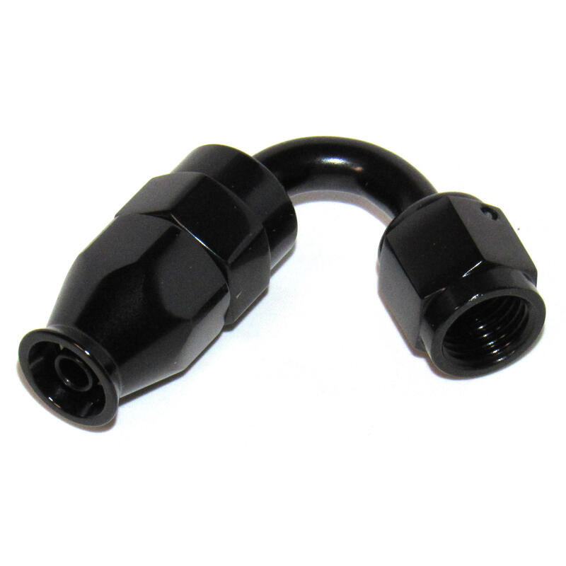 Photo for NyTrex Fuel Hose Fitting 170351; PTFE Hose End Hose End Black Anodized -04AN 120 deg. -04AN Female