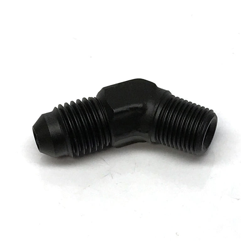 NyTrex AN Fitting 173025; AN to NPT Adapter Black -04AN Male 45 deg. 1/8 in. NPT Male 