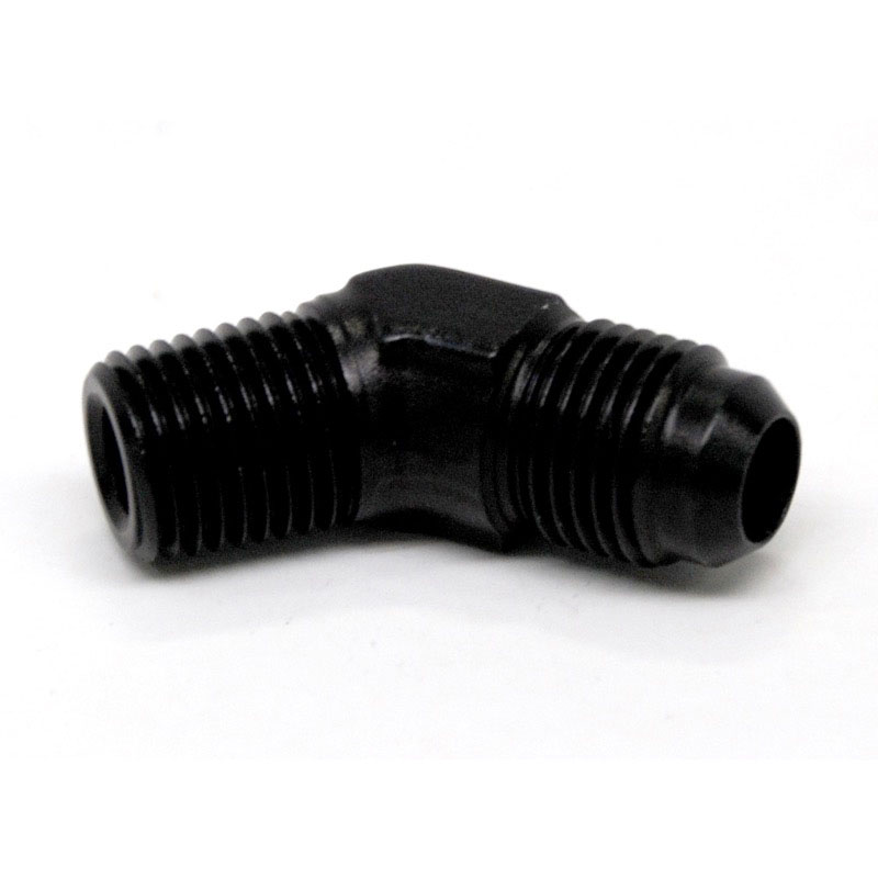 NyTrex AN Fitting 173031; AN to NPT Adapter Black -06AN Male 45 deg. 1/4 in. NPT Male 