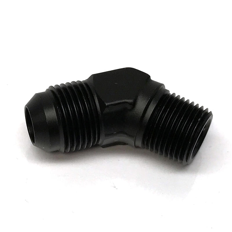 NyTrex AN Fitting 173039; AN to NPT Adapter Black -08AN Male 45 deg. 3/8 in. NPT Male 