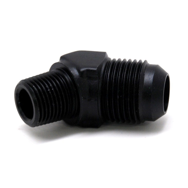 NyTrex AN Fitting 173043; AN to NPT Adapter Black -10AN Male 45 deg. 3/8 in. NPT Male 