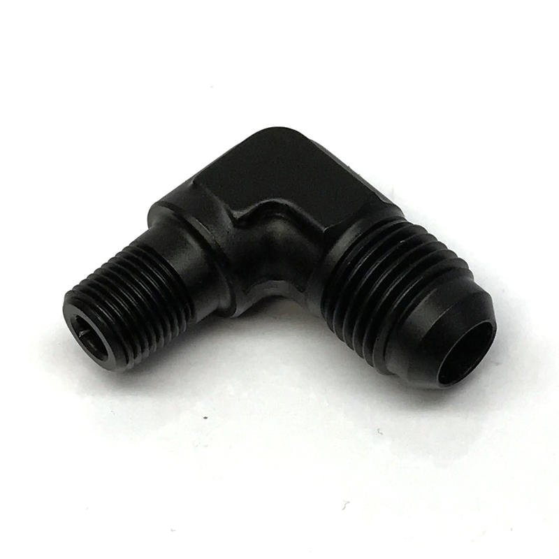 NyTrex AN Fitting 173065; AN to NPT Adapter Black -06AN Male 90 deg. 1/8 in. NPT Male 