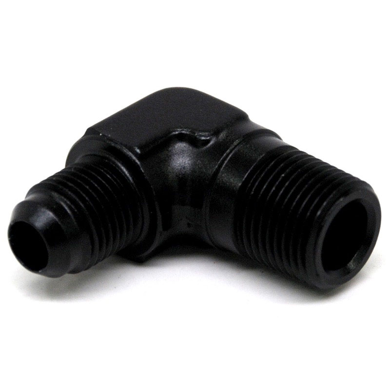 NyTrex AN Fitting 173069; AN to NPT Adapter Black -06AN Male 90 deg. 3/8 in. NPT Male 