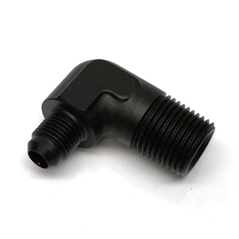 NyTrex AN Fitting 173071; AN to NPT Adapter Black -06AN Male 90 deg. 1/2 in. NPT Male 