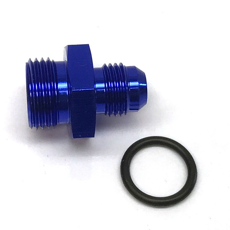NyTrex AN Fitting 173190; AN to ORB Adapter Blue -06AN Male -08AN ORB Male Straight 