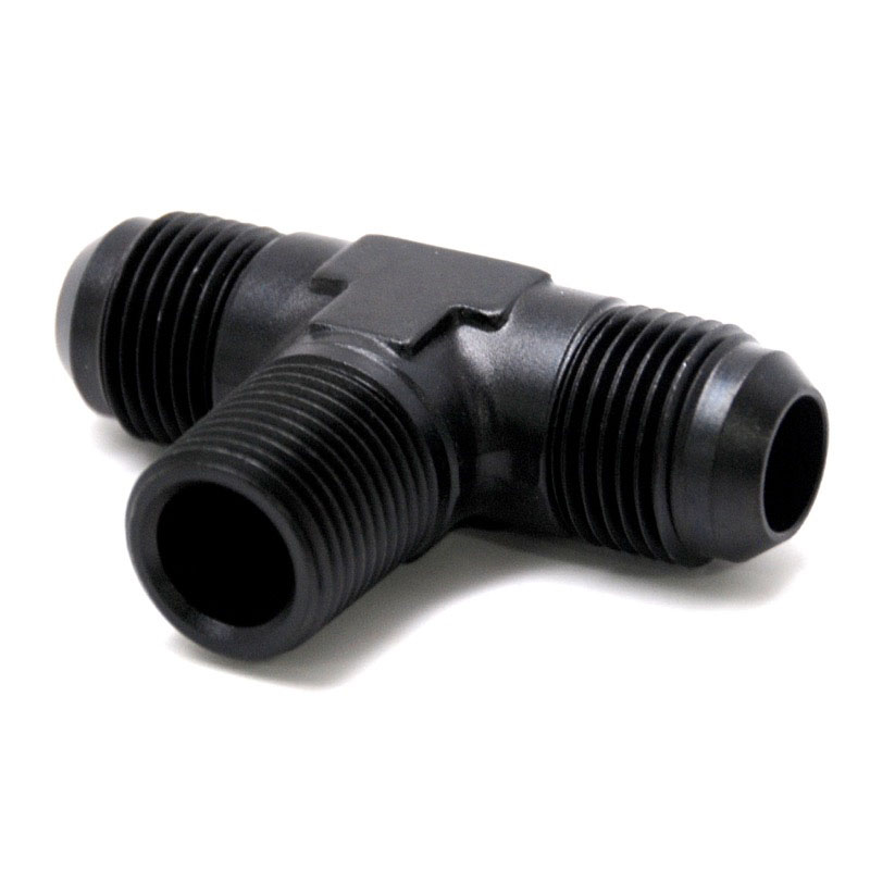 NyTrex AN Fitting 173235; AN to NPT Tee Fitting Black -10AN Male Tee 1/2 in. NPT Male (bottom) -10AN Male 