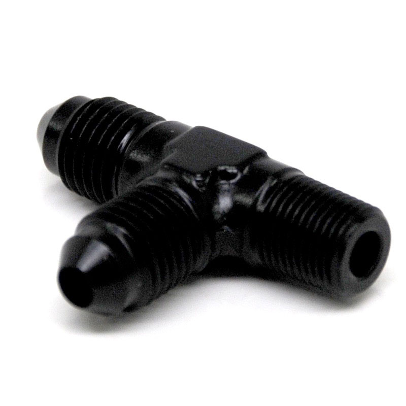 NyTrex AN Fitting 173241; AN to NPT Tee Fitting Black -04AN Male Tee -04AN Male 1/8 in. NPT Male (on run) 