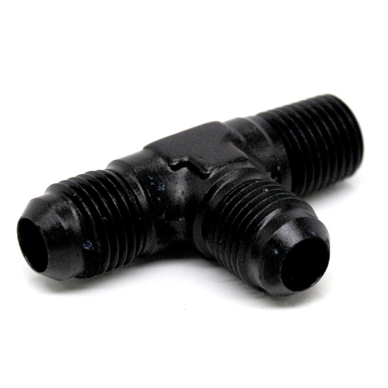 NyTrex AN Fitting 173243; AN to NPT Tee Fitting Black -06AN Male Tee -06AN Male 1/4 in. NPT Male (on run) 