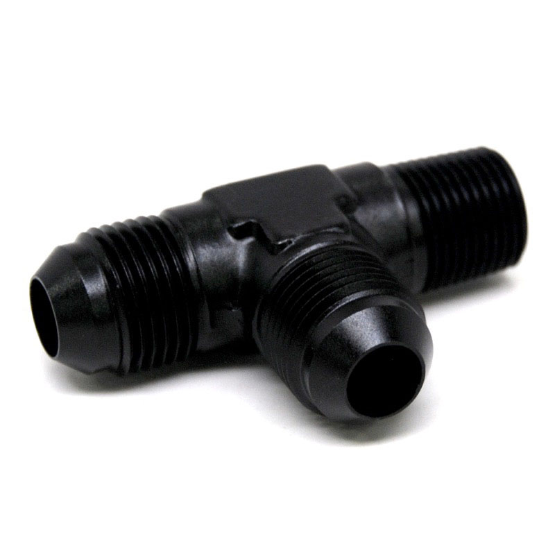 NyTrex AN Fitting 173245; AN to NPT Tee Fitting Black -08AN Male Tee -08AN Male 3/8 in. NPT Male (on run) 