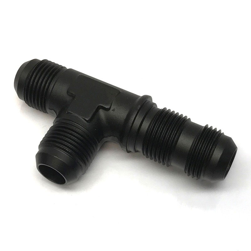 NyTrex AN Fitting 173339; AN to AN Bulkhead Tee on Run Black -10AN Male Tee -10AN Male -10AN Male 