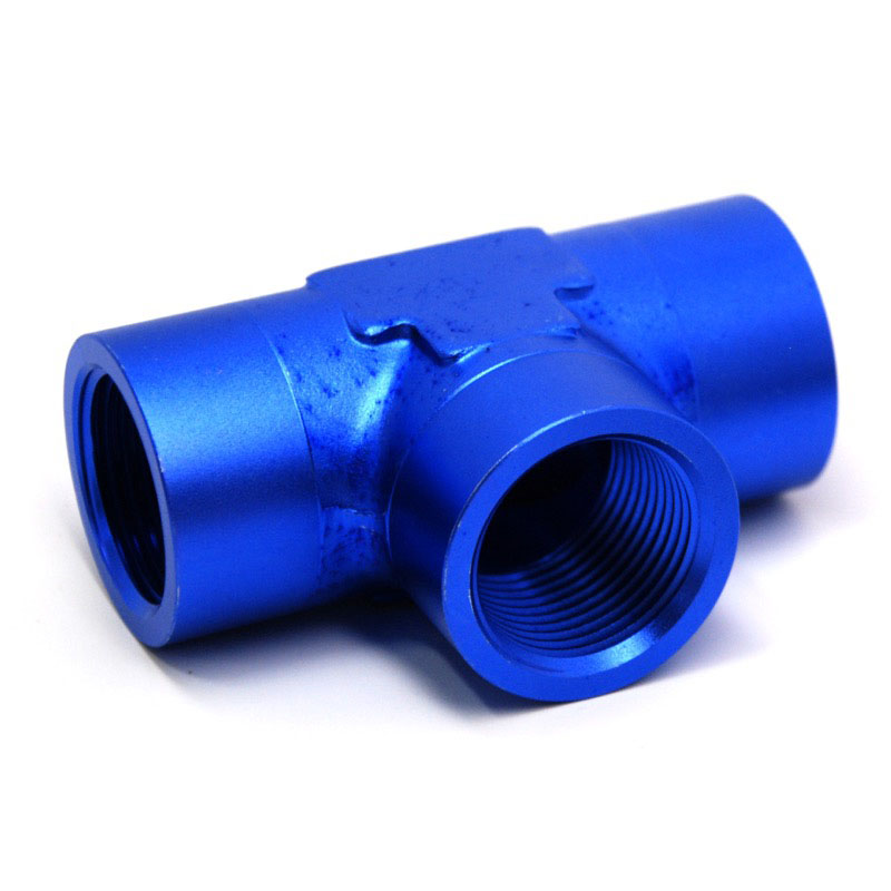 NyTrex Pipe Fitting 173364; NPT to NPT Tee Fitting Blue Anodized 1.000 in. NPT Female Tee 1.000 in. NPT Female 1.000 in. NPT Female 
