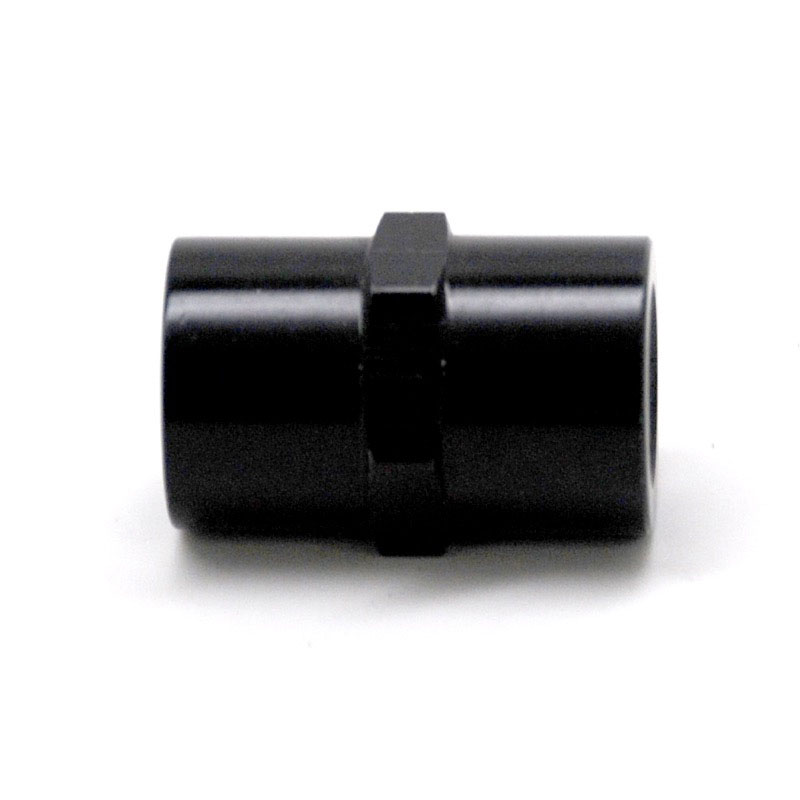 NyTrex Pipe Fitting 173367; NPT to NPT Coupler Black Anodized 1/8 in. NPT Female Straight 1/8 in. NPT Female 