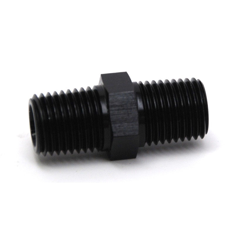 NyTrex Pipe Fitting 173379; NPT to NPT Union Black Anodized 1/4 in. NPT Male Straight 1/4 in. NPT Male 