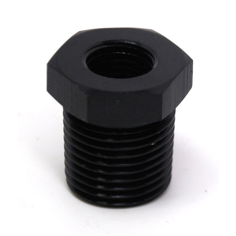 NyTrex Pipe Fitting 173395; NPT to NPT Reducer Bushing Black Anodized 1/2 in. NPT Male Straight 1/4 in. NPT Female 