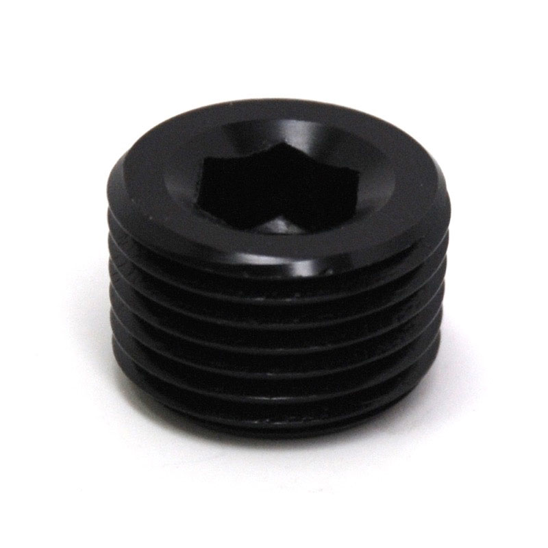 NyTrex Pipe Fitting 173409; NPT Plug Black Anodized 1/2 in. NPT Male Straight Internal Allen 