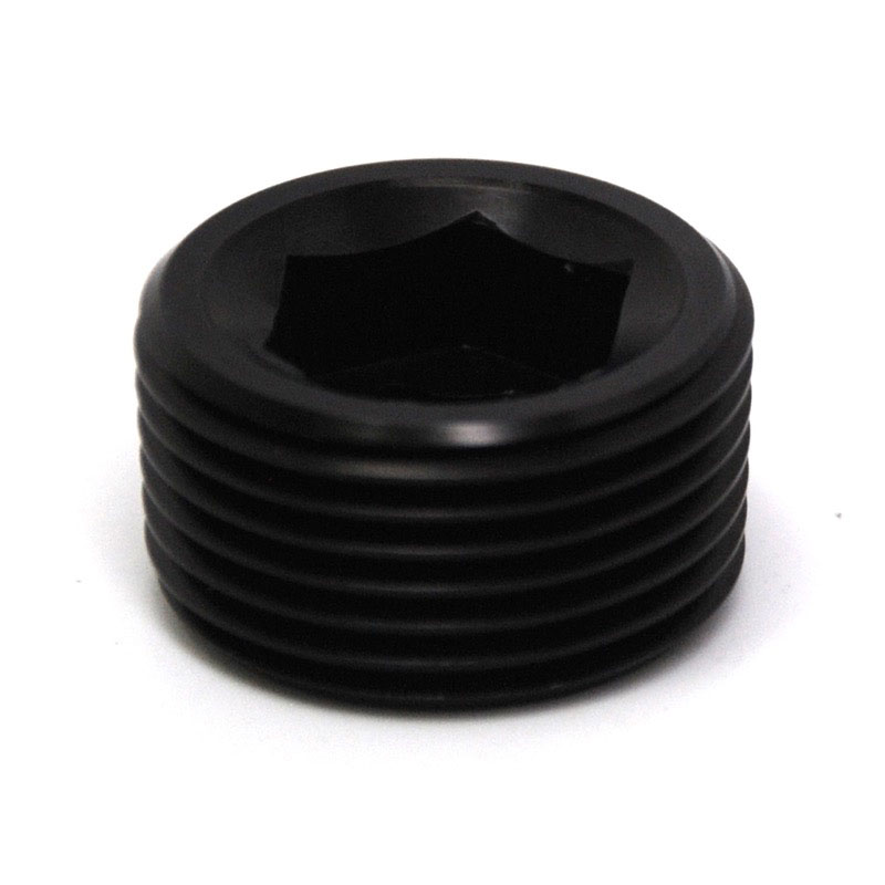 NyTrex Pipe Fitting 173411; NPT Plug Black Anodized 3/4 in. NPT Male Straight Internal Allen 