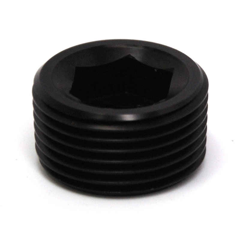 NyTrex Pipe Fitting 173411; NPT Plug Black Anodized 3/4 in. NPT Male Straight Internal Allen 