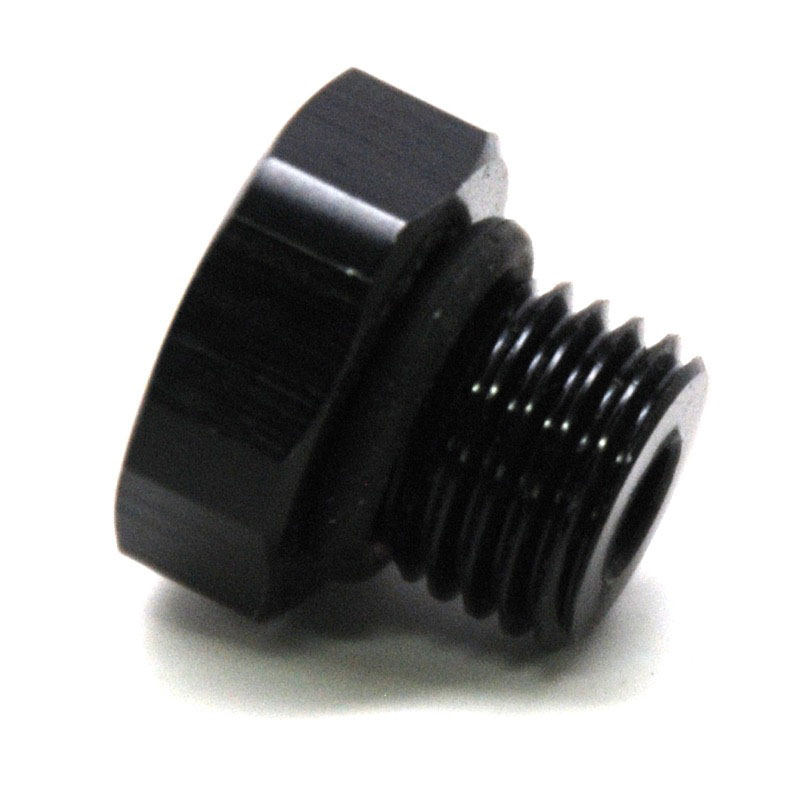 Photo for NyTrex O-Ring Boss Fitting 173415; ORB Plug Black Anodized -03AN ORB Male Straight Hex Head