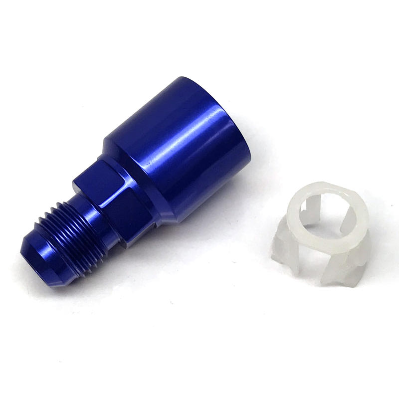 NyTrex AN Fitting 173504; AN to Quick Connect Adapter Blue -06AN Male Straight 3/8 in. SAE Female 