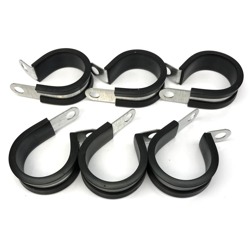 NyTrex Fuel Hose Clamp 173904; Cushioned Line Clamp Stainless Steel, Rubber Natural, Black Cushioned 