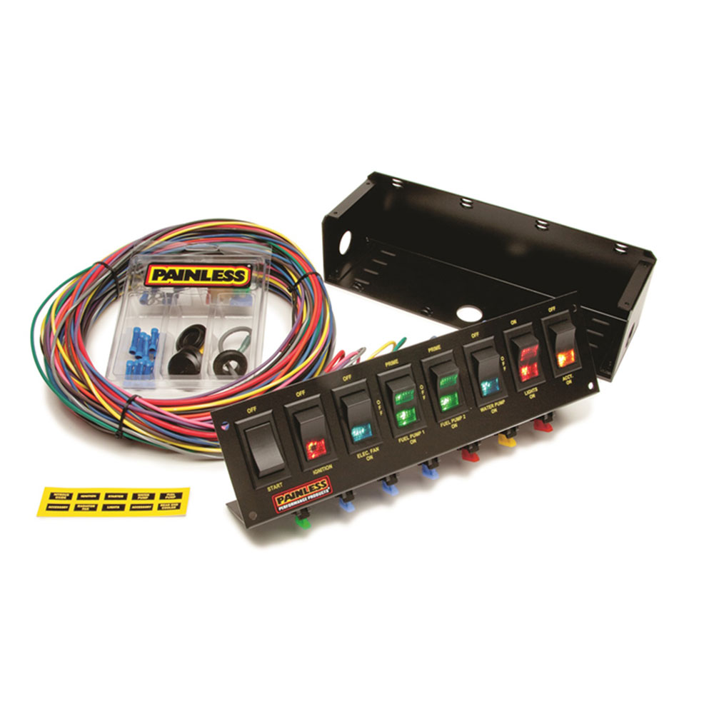Photo for Painless Wiring Multi Purpose Switch Panel Kit 50303; 8 Switch Panel Fused Black Roll Cage Mount 8 Switch Rocker