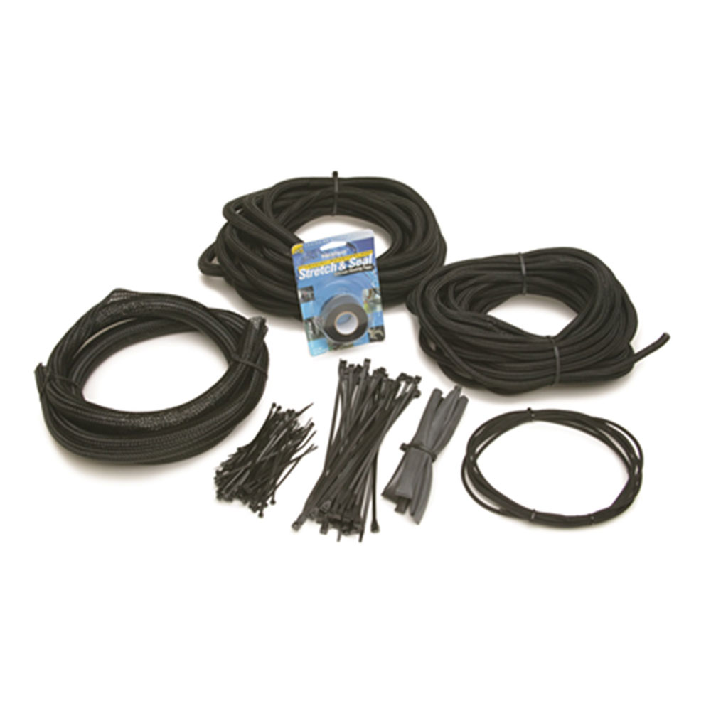 Painless Wiring Wire Sleeving 70920; PowerBraid Chassis Harness Kit 6, 10, 30, 60, 15 ft. Black 1, 3/4, 1/2, 1/4, 1/8 in. Nylon, Copolymer 