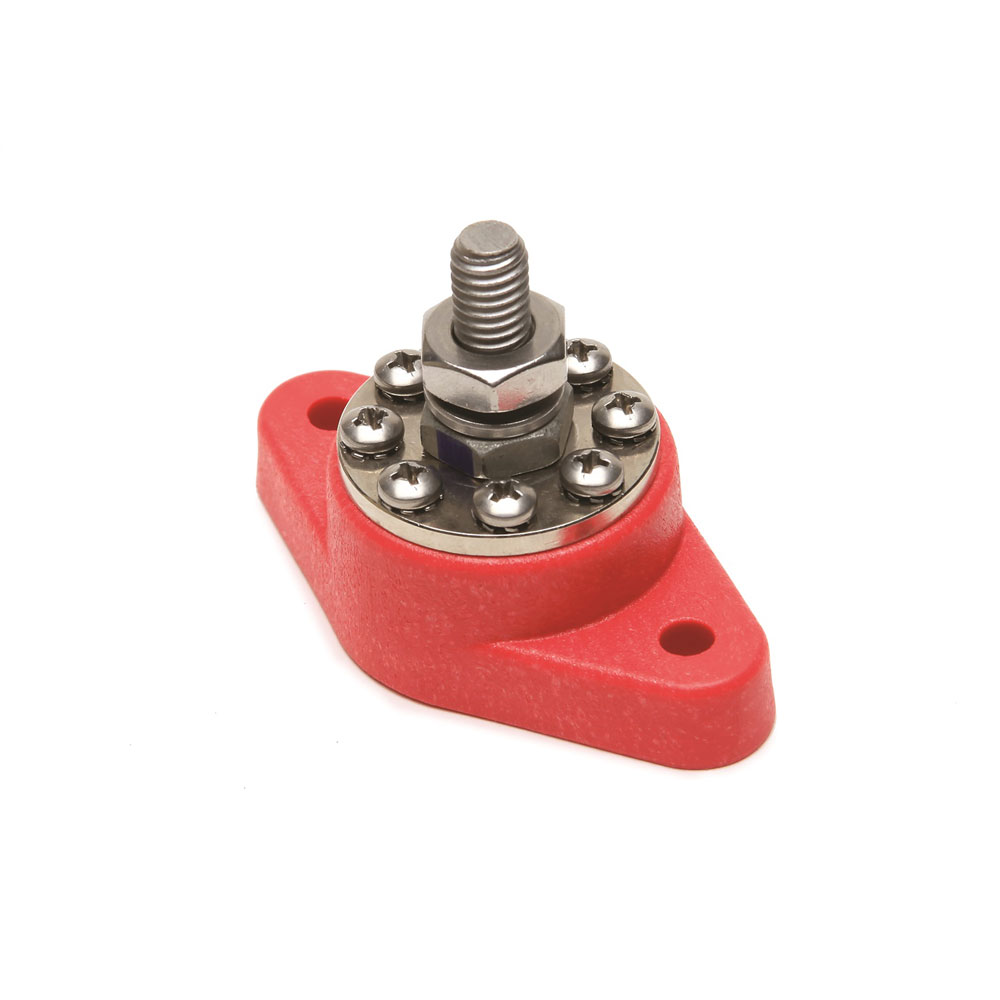 Painless Wiring Power Distribution Block 80114; 8 Point Distribution Block Red Glass Filled Nylon Panel Mount Stainless Steel 