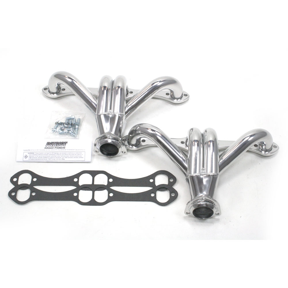 Photo for Patriot Exhaust Exhaust Header H8019-1; Tight Tuck 1.625 in. 2.500 in. Block Hugger 16 Gauge Ceramic Coated Mild Steel for Chevy 262 to 400