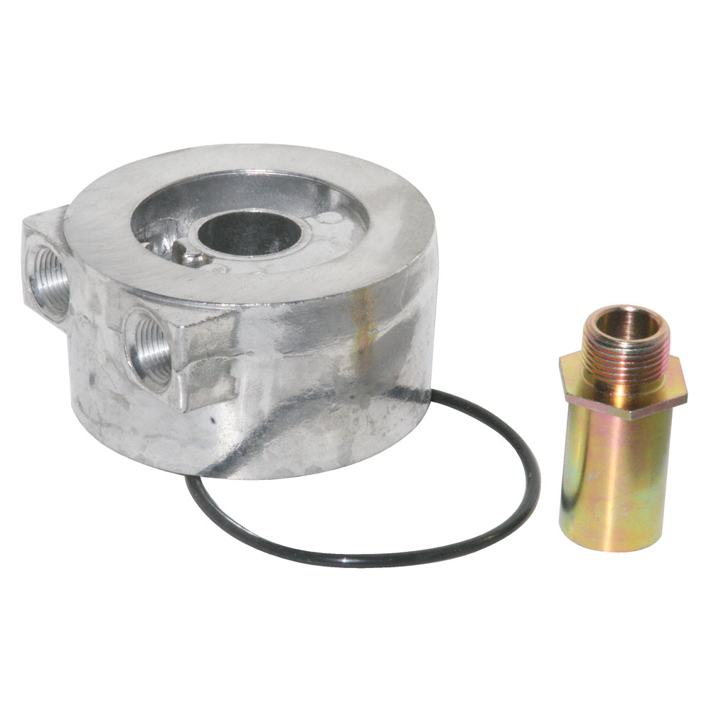Perma-Cool Oil Filter Adapter Kit 185; Oil Cooler Adapter 13/16 in. -16 Natural Aluminum Sandwich for GM V8 