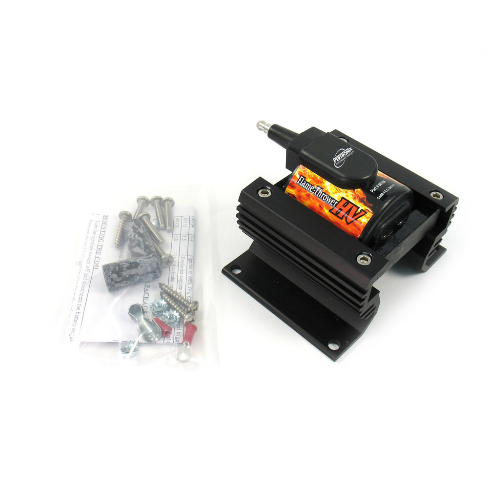 Pertronix Ignition Coil 60104; Flame Thrower HV, Ignitor Black 60000 Volt Remote Mount HEI, Male 